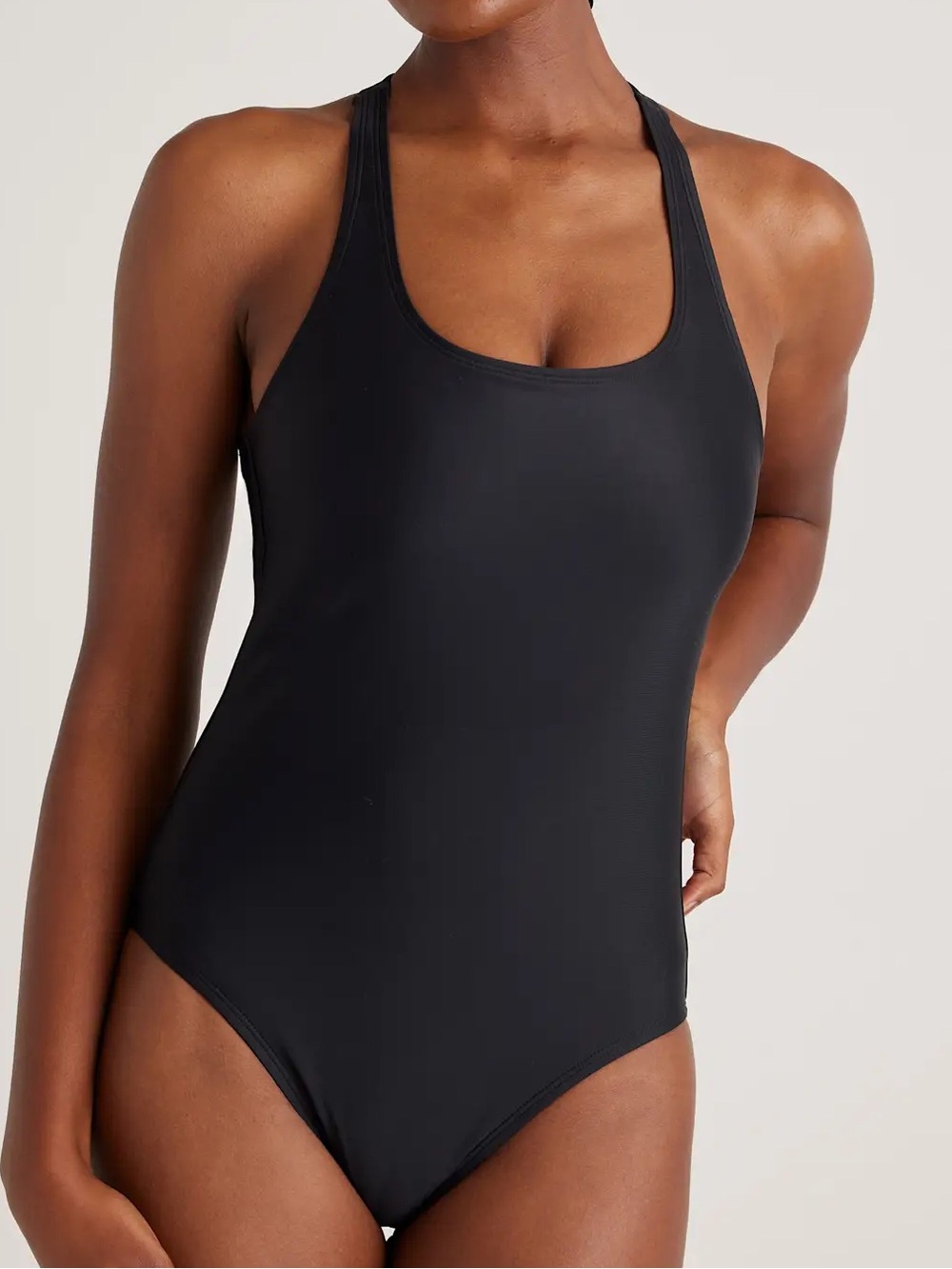 Quince Black Scoop Neck One-Piece Swimsuit XS NWT